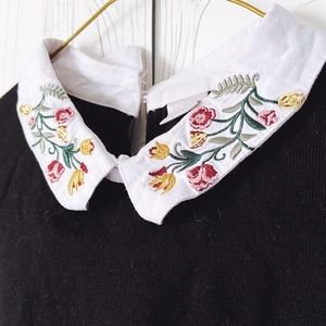 Embroidered Peter Pan Collar Knit Shirt